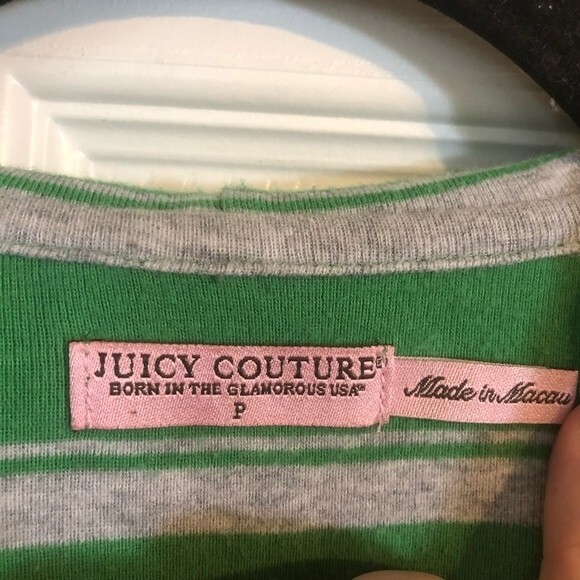 JUICY COUTURE Small Green Gray Hooded Sweatshirt V-Neck Pullover Lightweight - Picture 4 of 6